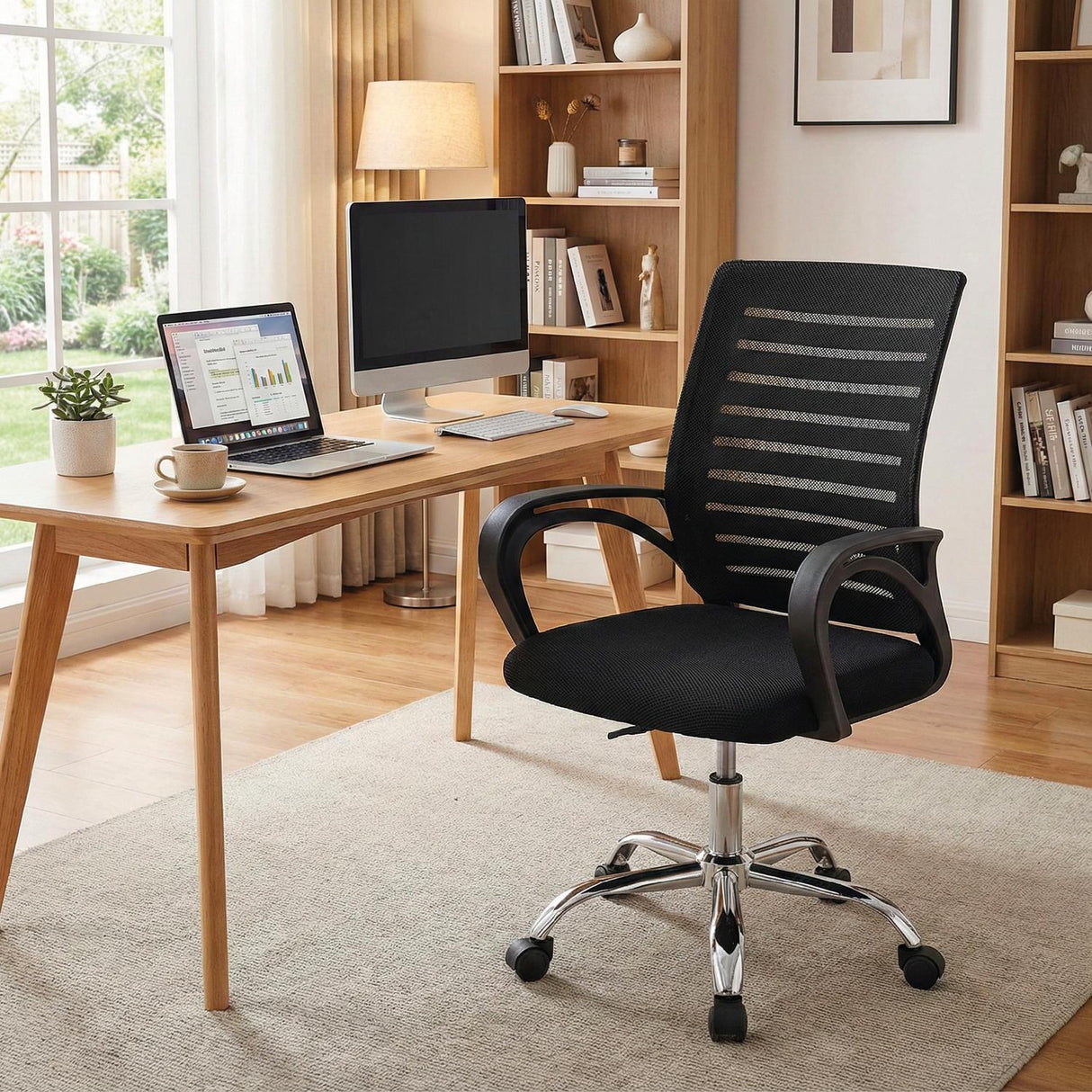 LEVO Silla Lite — vista tres cuartos mostrando respaldo en malla y asiento