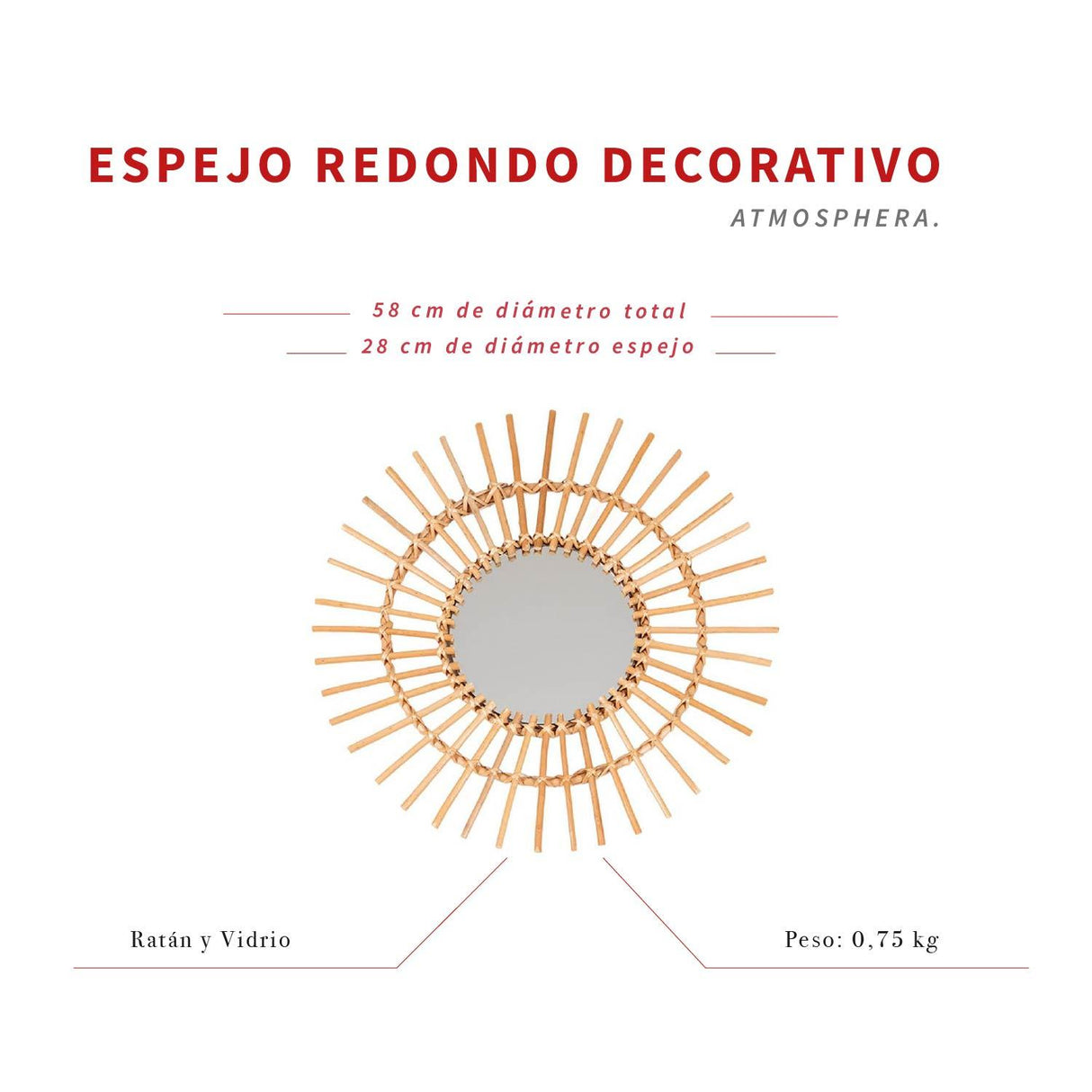Espejo Redondo Jane 58cm Ratan vista 5 - Atmosphera Francia