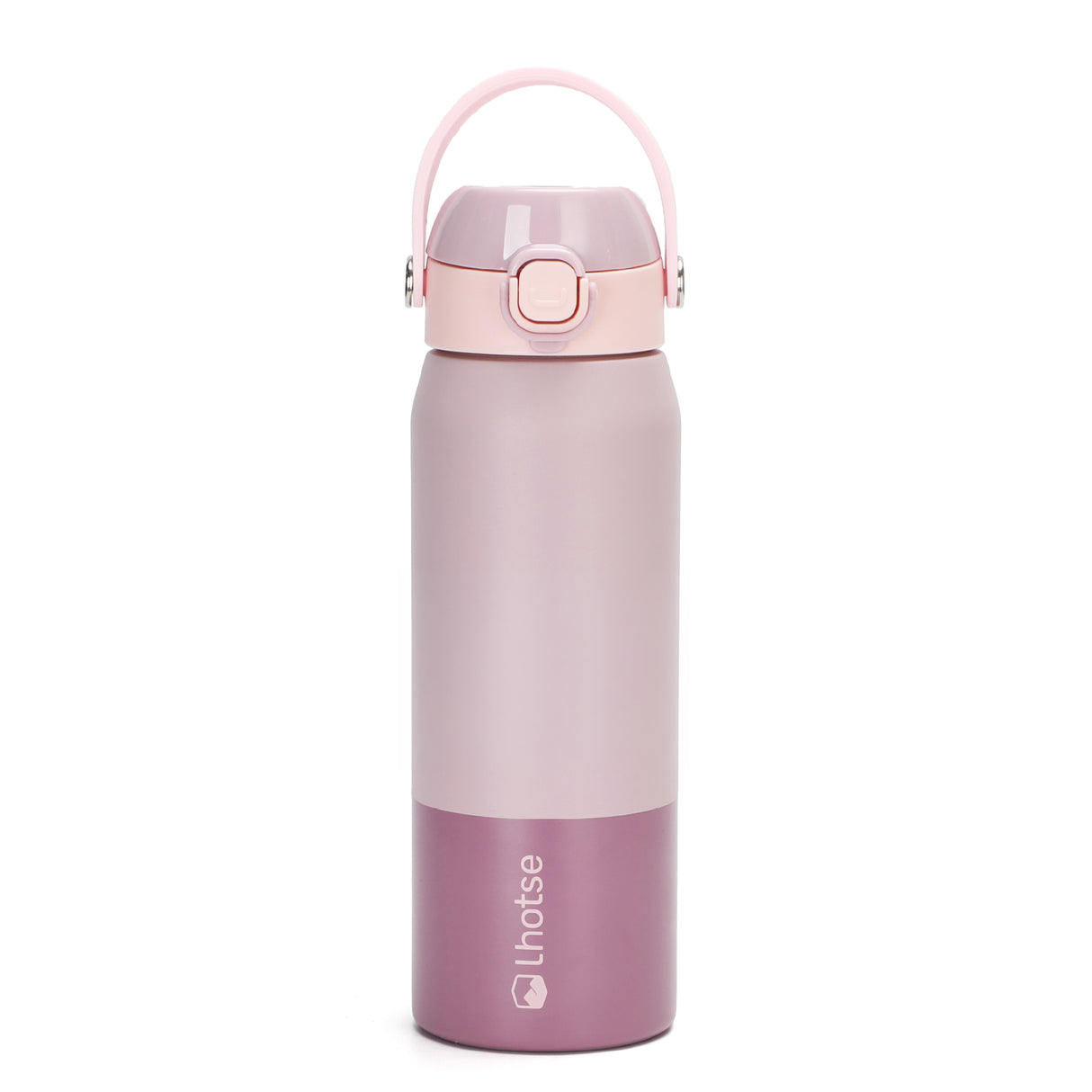 Rosa · Botella Térmica Hydrotek 750 ml de acero inoxidable Lhotse, sobre fondo blanco