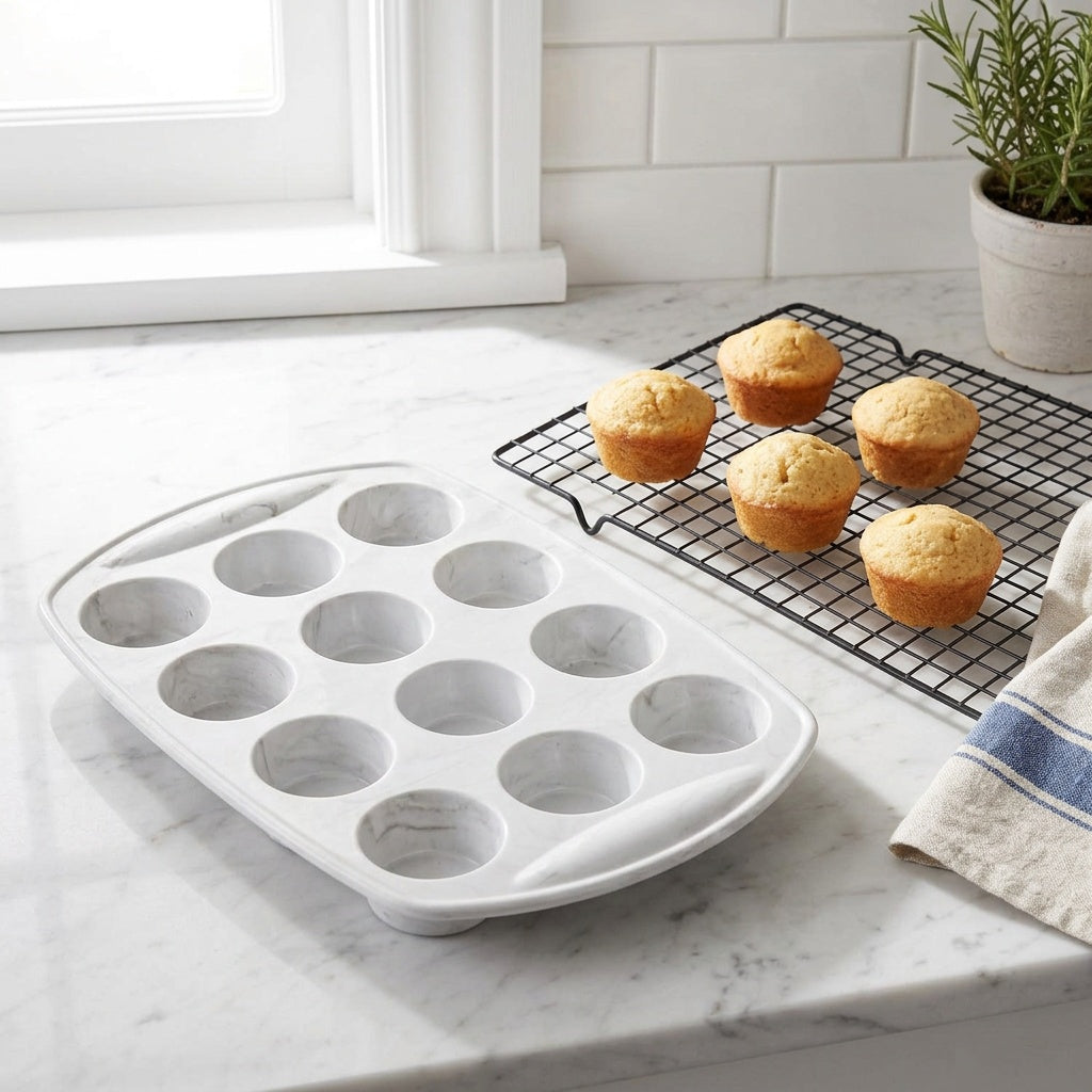 Molde De Silicona 12 Muffins Cupcake Repostería Marble — en uso