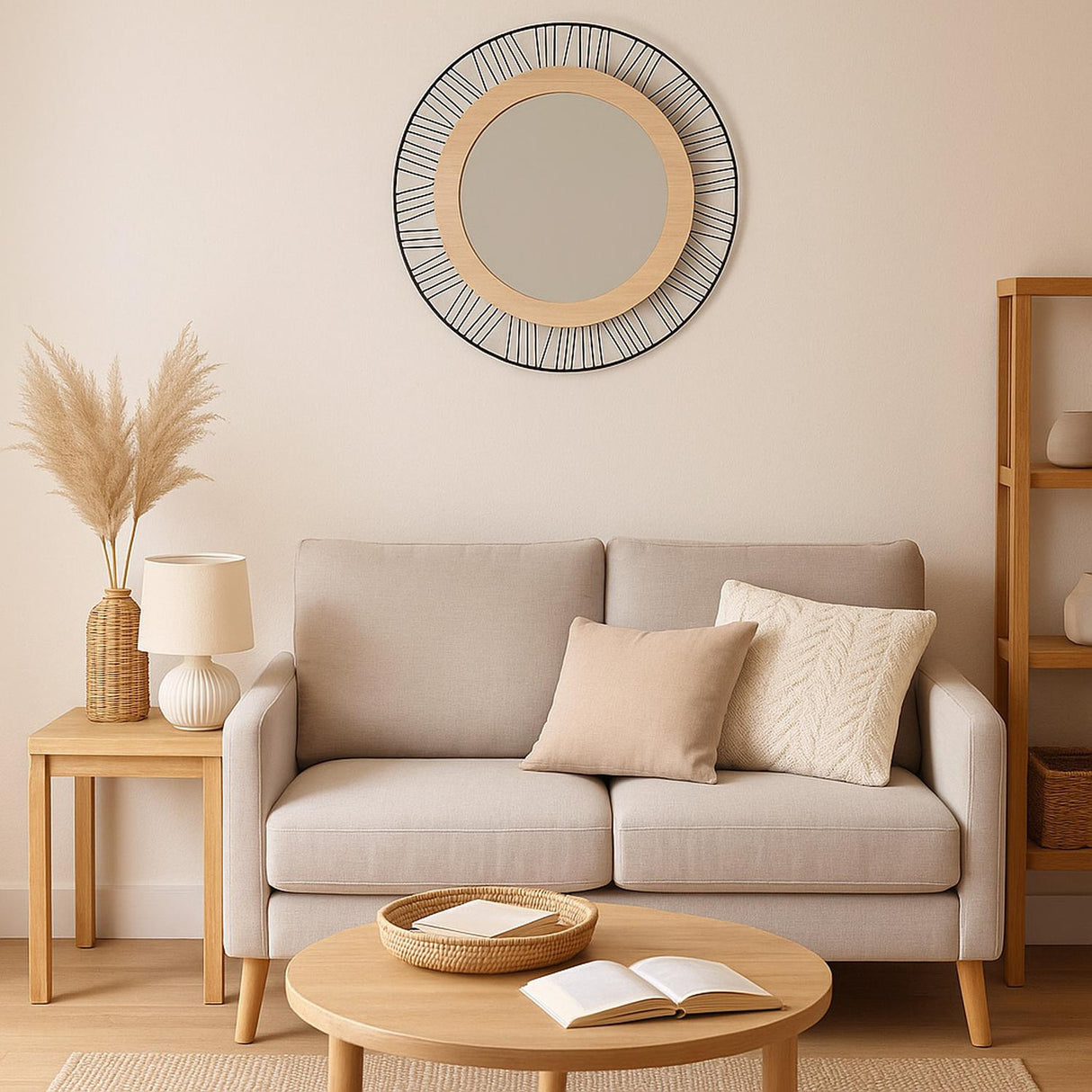Espejo Redondo Joe 45cm Metal MDF vista 3 - Atmosphera Francia