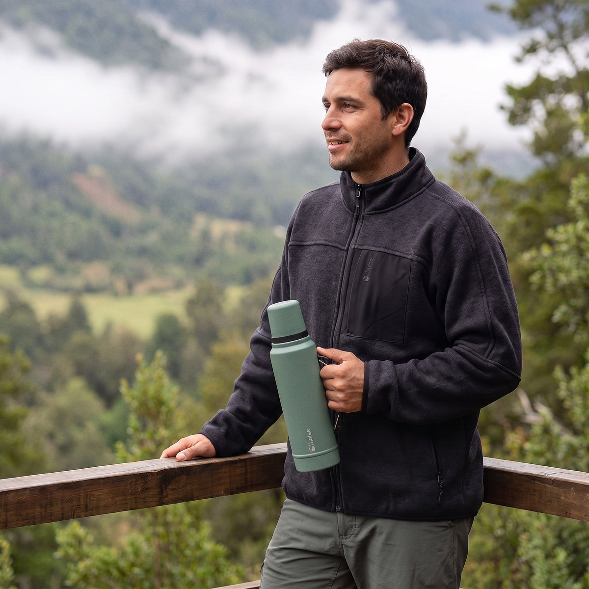 Polar Hombre Tejido Térmico Anti-peeling Middle Lhotse - negro mirador