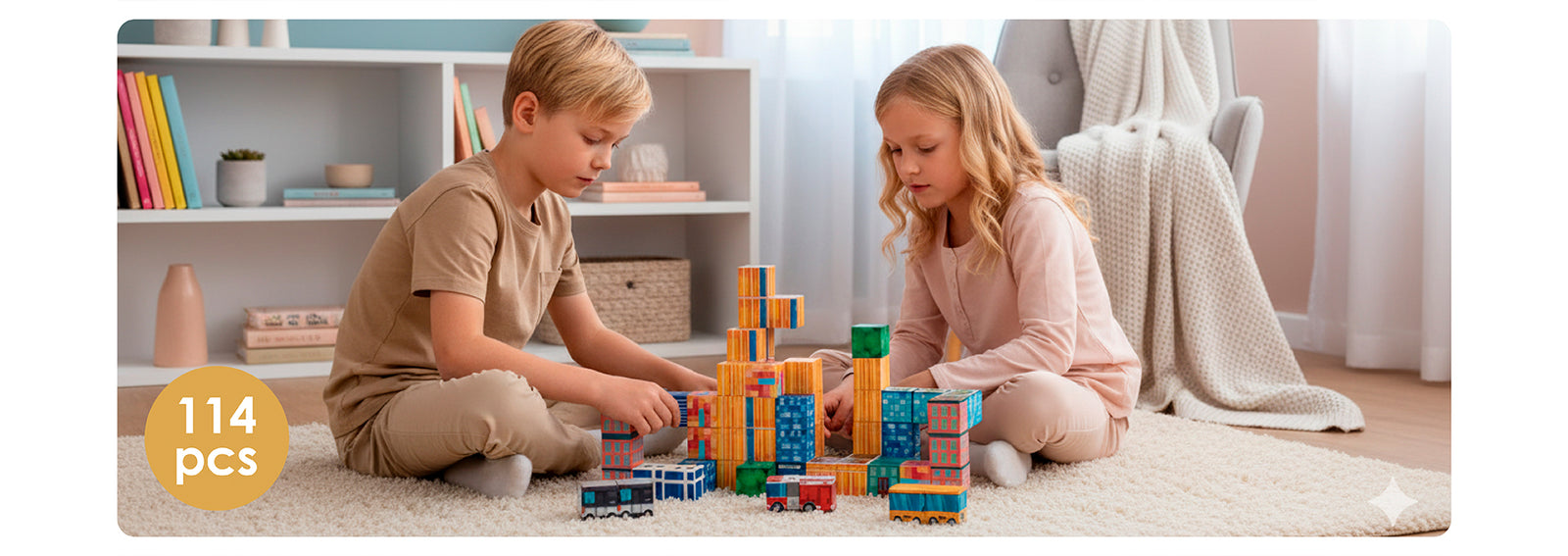 Juego Bloques Magnéticos 114pcs MineBlocks Ciudad Bandú