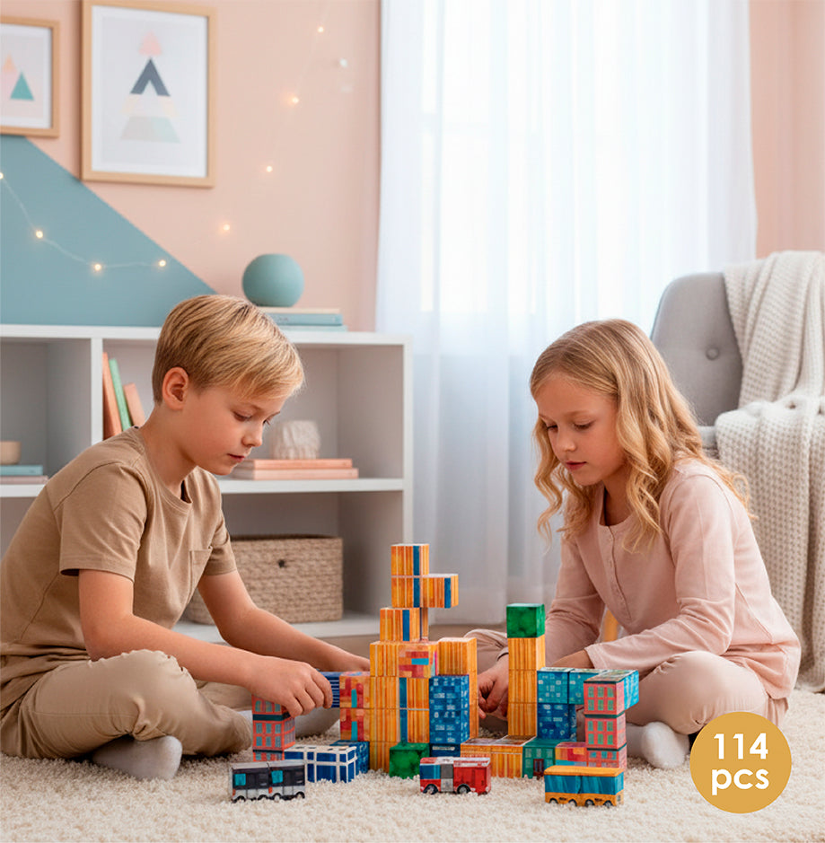 ⁠Juego Bloques Magnéticos 146pcs MineBlocks Mapa Bandú