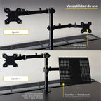 LEVO Brazo Doble — gestión de cables integrada en el cuerpo del brazo