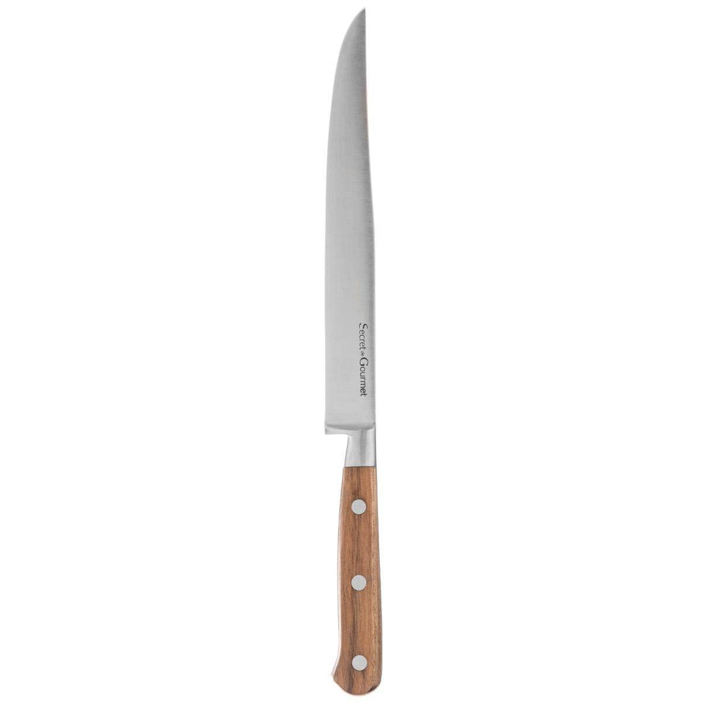 Cuchillo Trinchador Acero Inoxidable Mango de Acacia 33 cm Secret de Gourmet