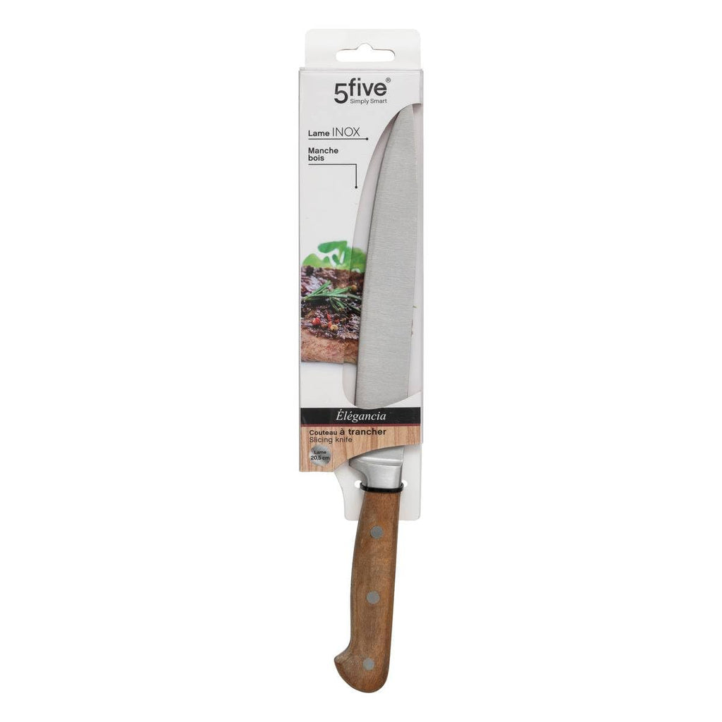Cuchillo Trinchador Acero Inoxidable Mango de Acacia 33 cm Secret de Gourmet