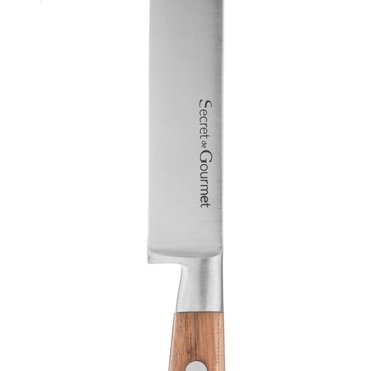 Cuchillo Trinchador Acero Inoxidable Mango de Acacia 33 cm Secret de Gourmet