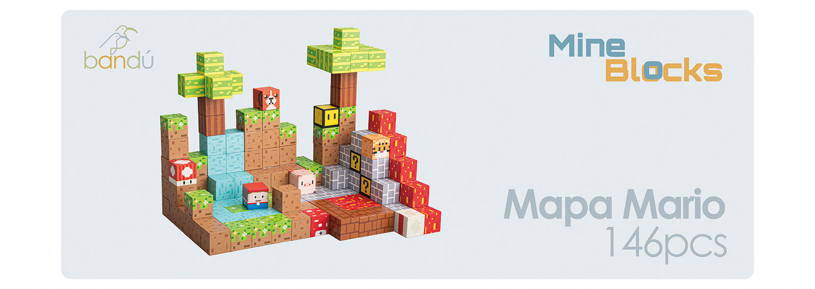 ⁠Juego Bloques Magnéticos 146pcs MineBlocks Mapa Bandú
