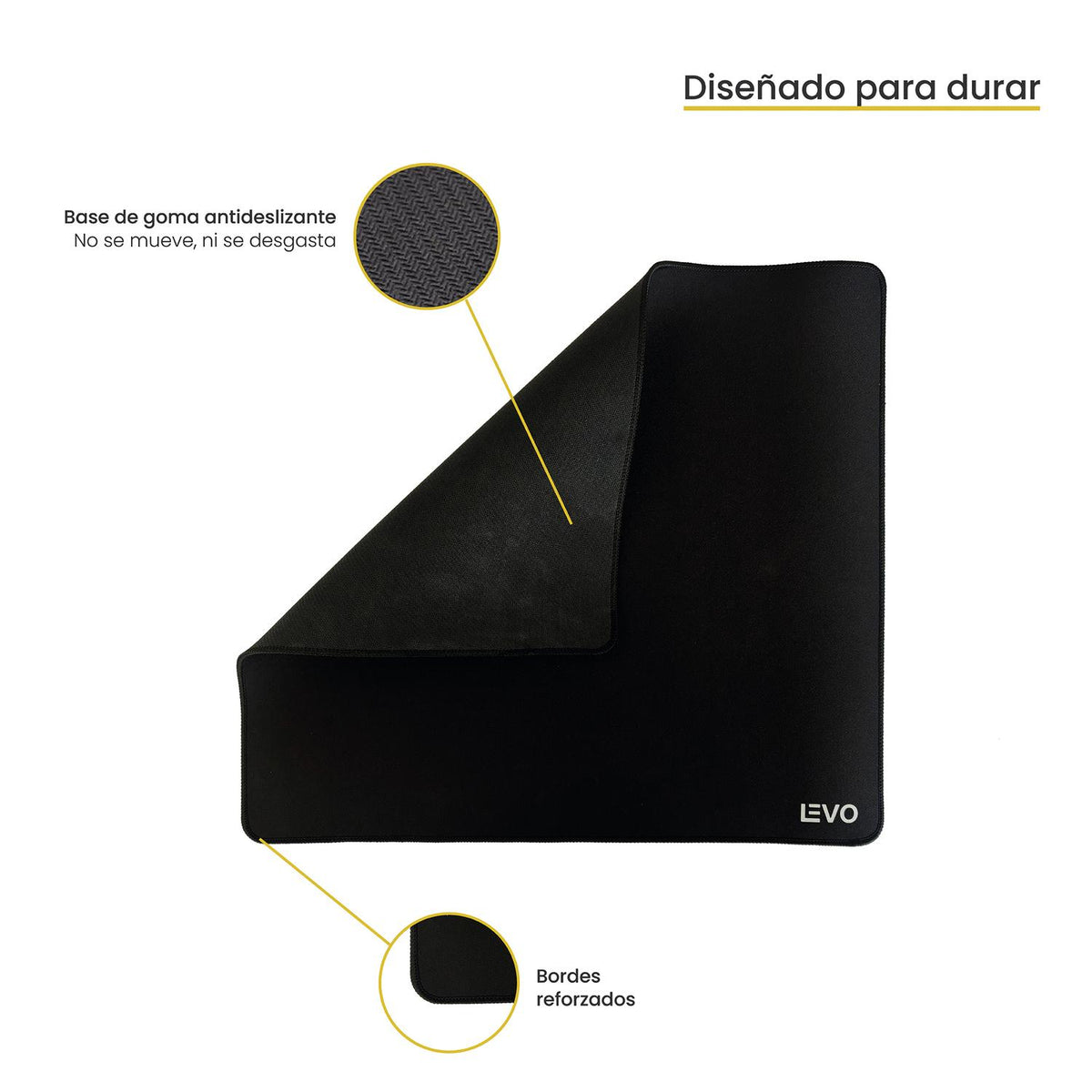 Mousepad Battlemat L 45x40 cm Antideslizante Negro LEVO — foto 4