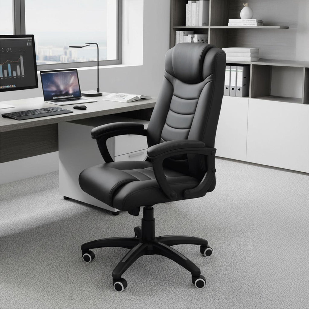 LEVO Silla Comfort — vista lateral izquierda mostrando respaldo y apoyabrazos