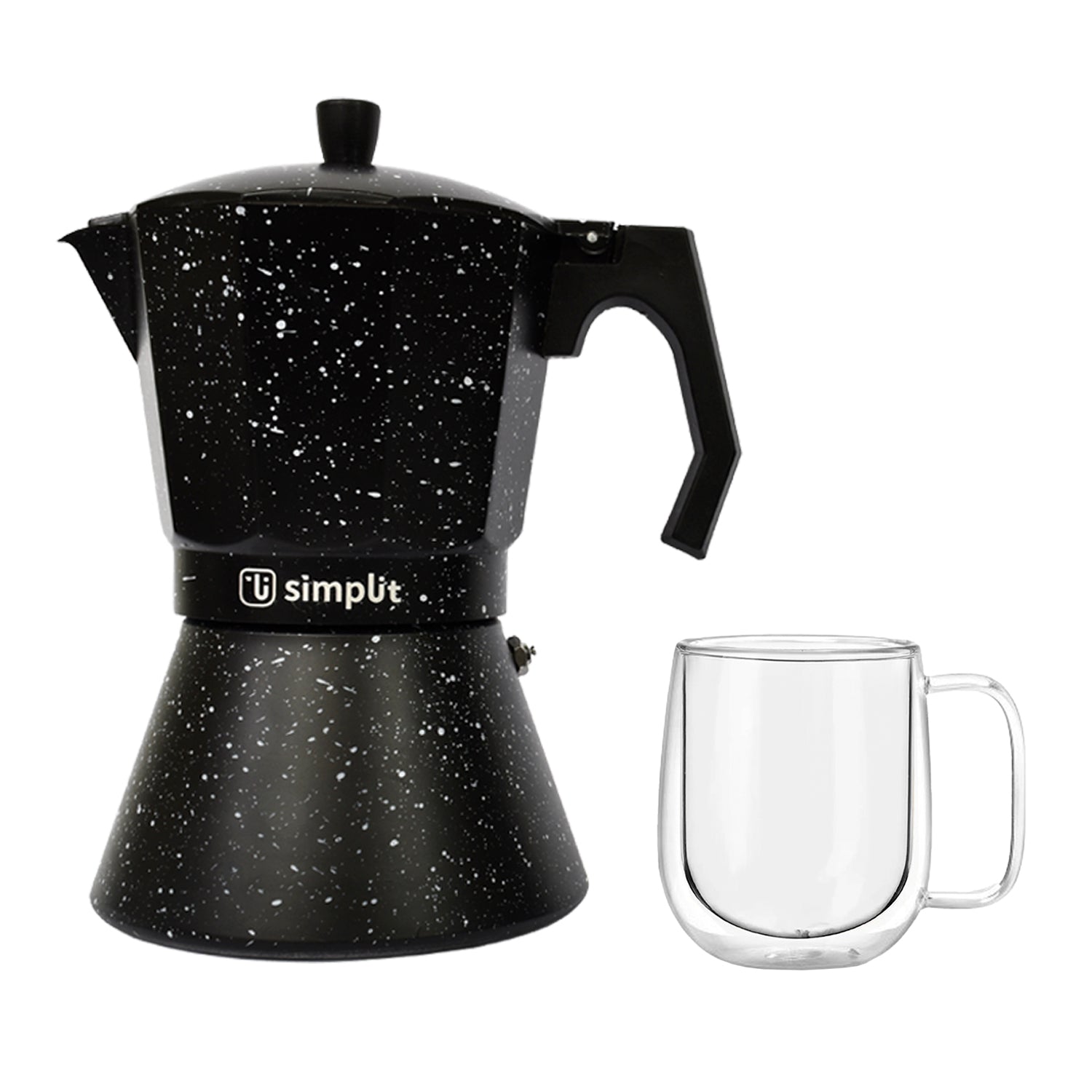 Pack Cafetera Italiana 12 Tazas + Taza Doble Pared 300 ml Simplit