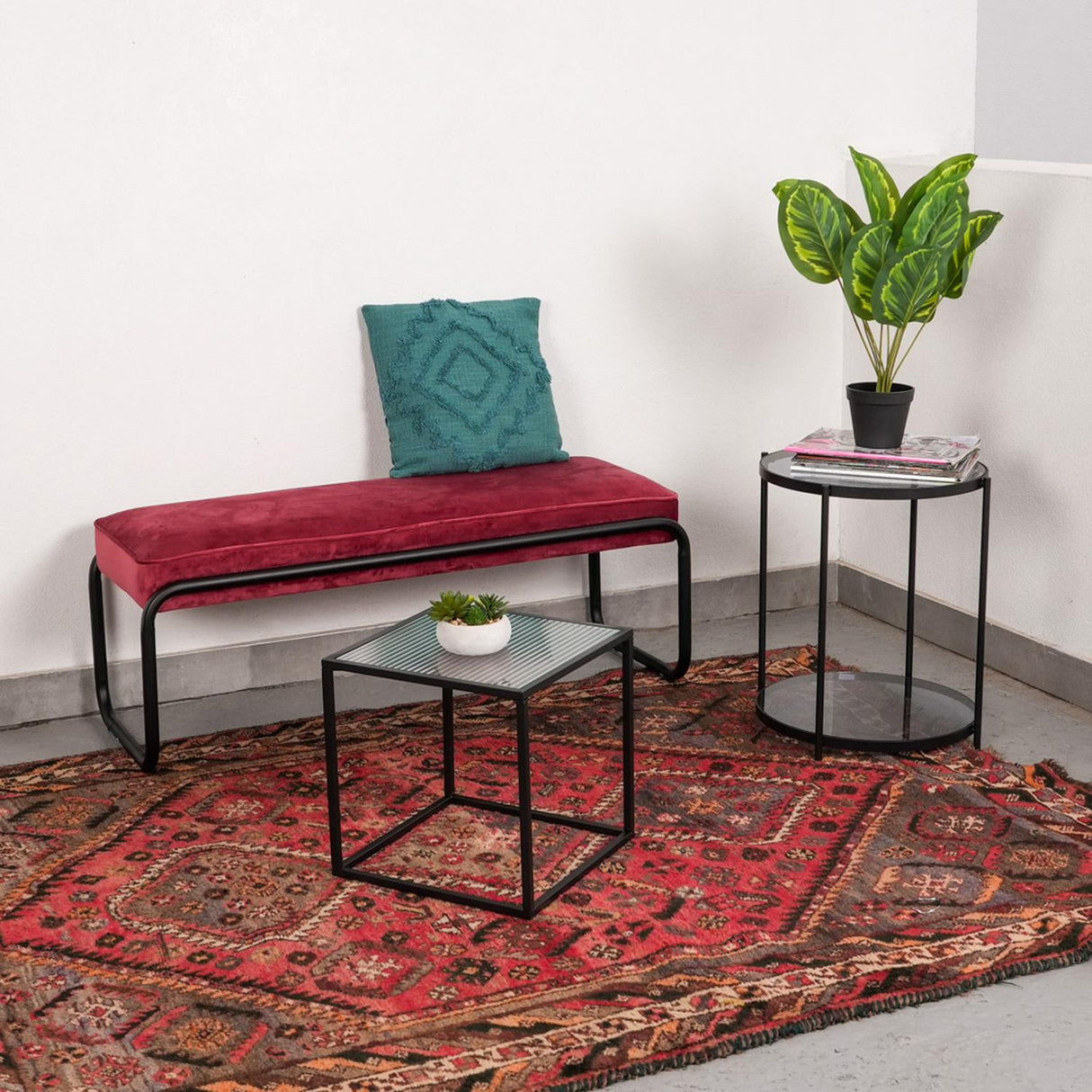 Mesa Metal Negro Vidrio 35x35cm vista 5 - DAY Francia