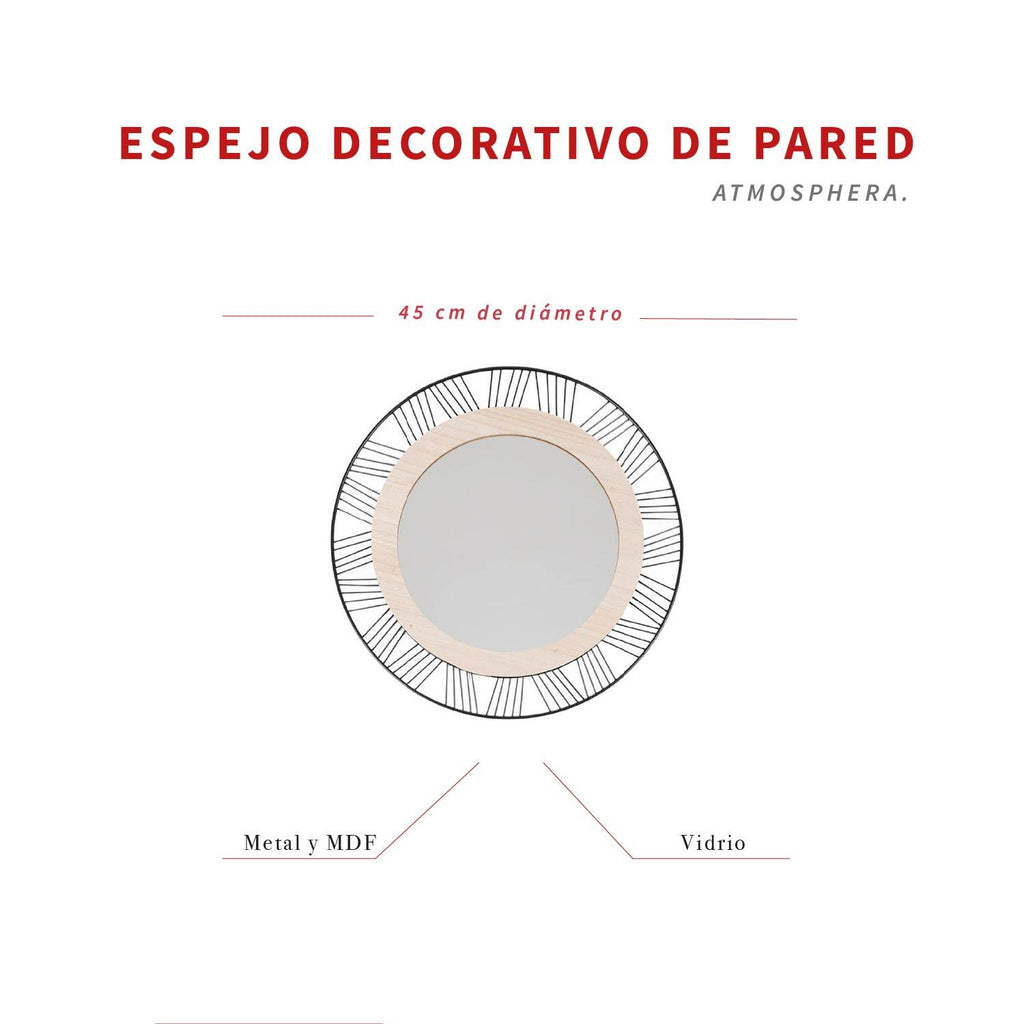 Espejo Redondo Joe 45cm Metal MDF vista 5 - Atmosphera Francia