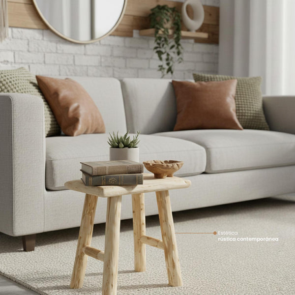 Taburete De Madera Woody Natural Atmosphera