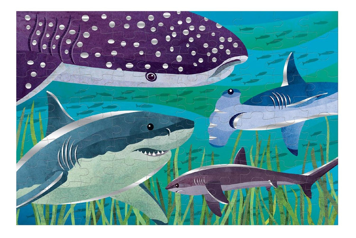 Puzzle 100Pcs Con Aluminio Tiburones Mudpuppy — foto 2