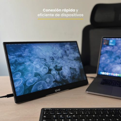 LEVO NexView 15.6 — monitor conectado a notebook por USB-C como segunda pantalla