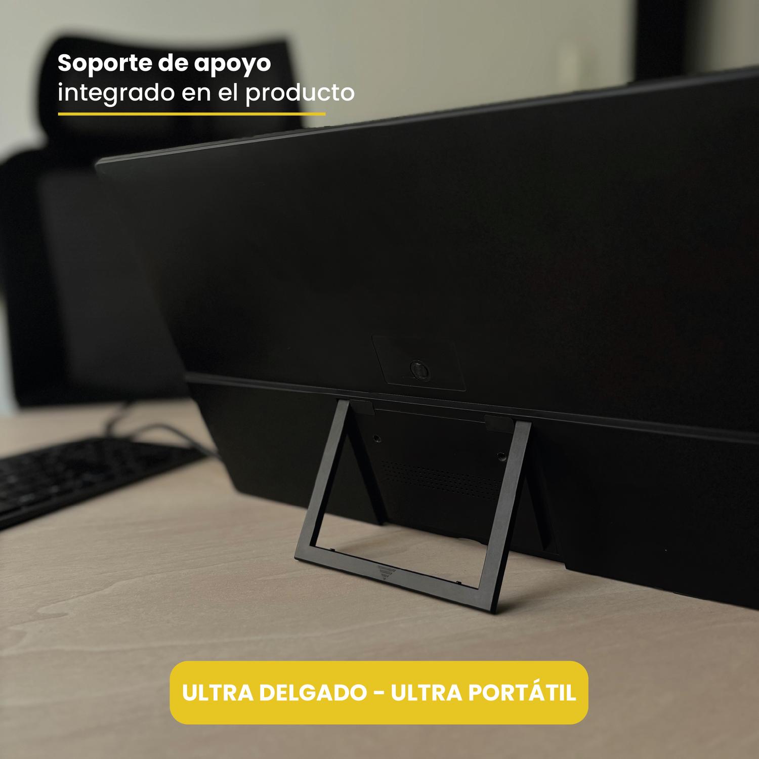 LEVO NexView 15.6 — infografía especificaciones: Full HD, resolución, puertos
