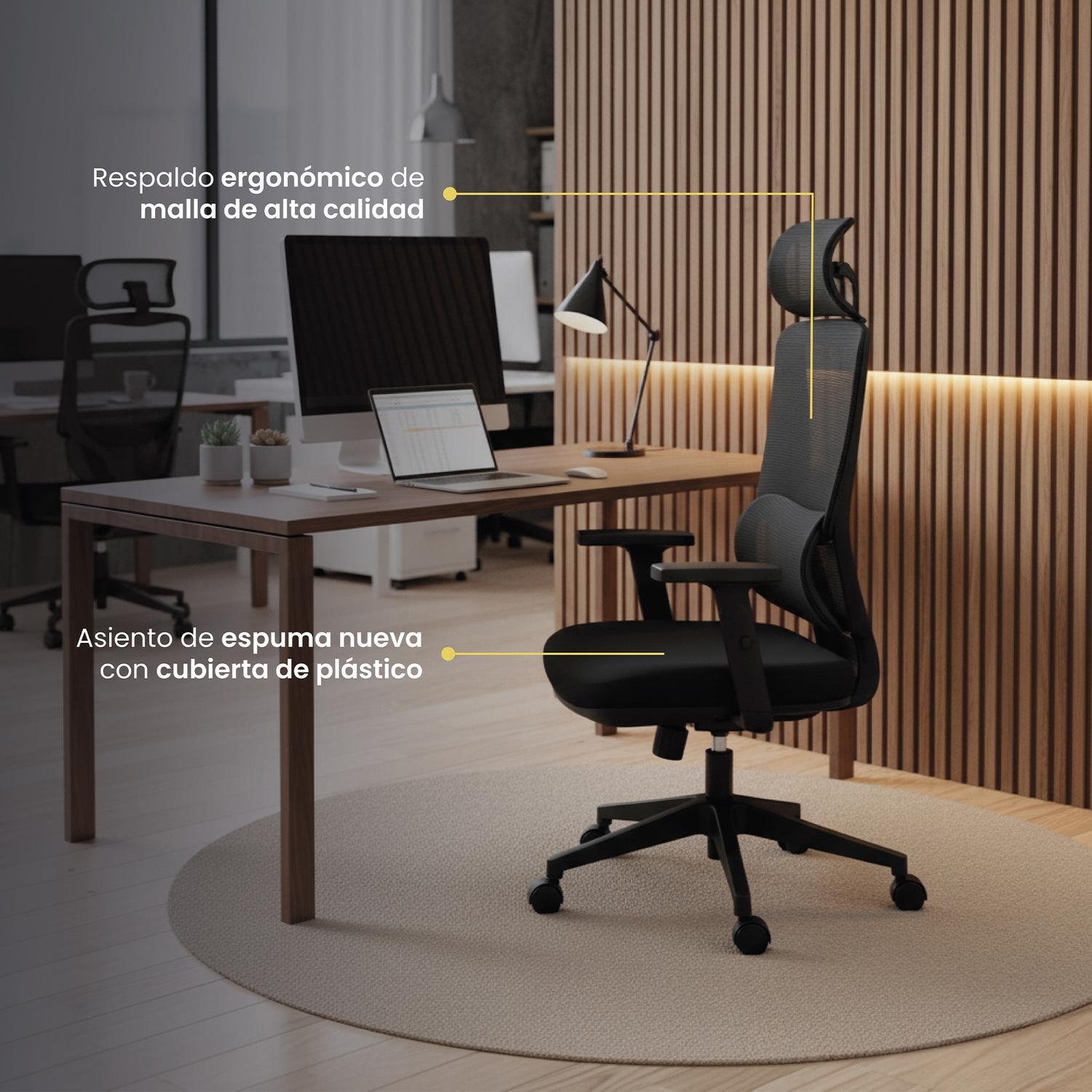 LEVO Silla Escritorio Ergonómica Ergotech — vista completa lateral