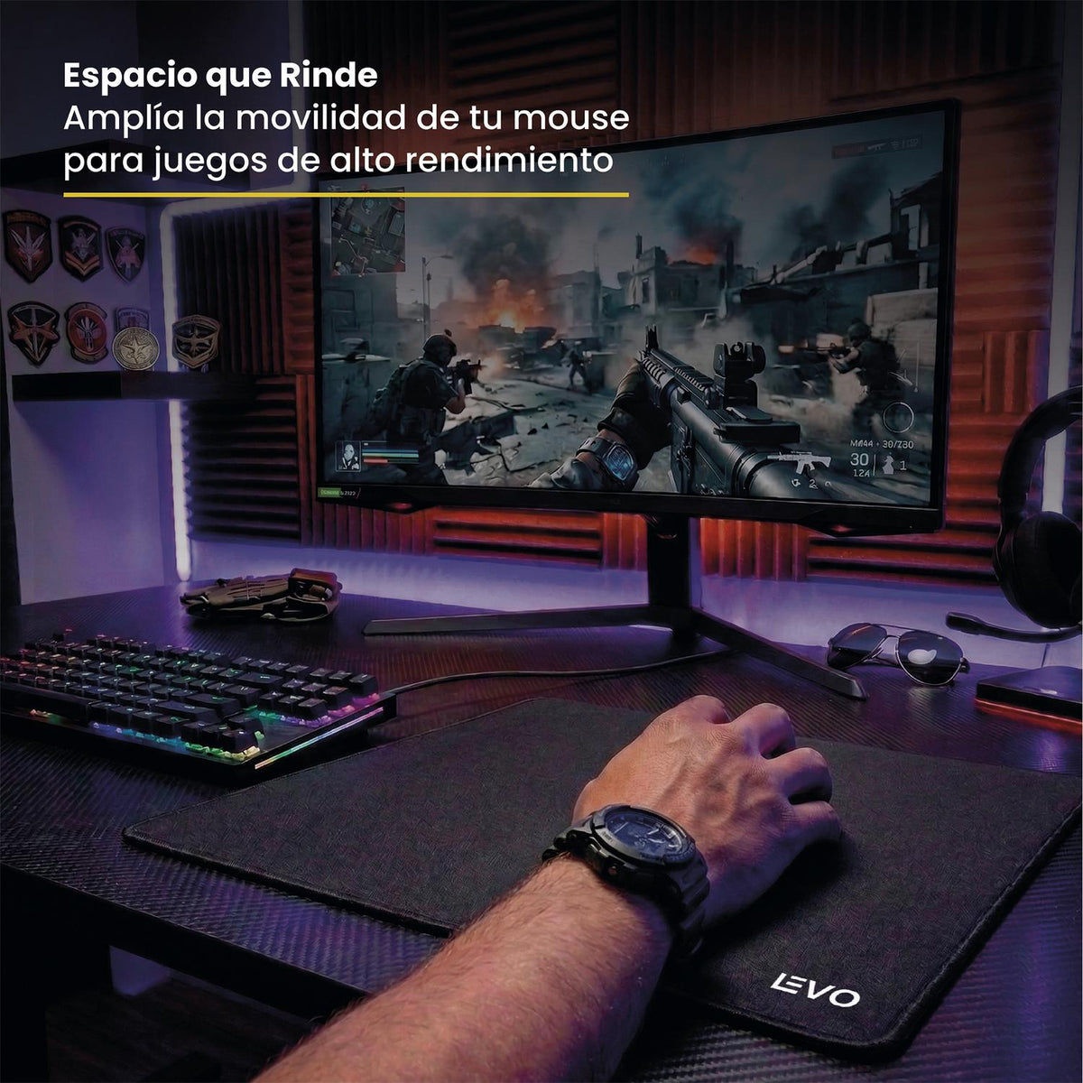 Mousepad Battlemat L 45x40 cm Antideslizante Negro LEVO — foto 5