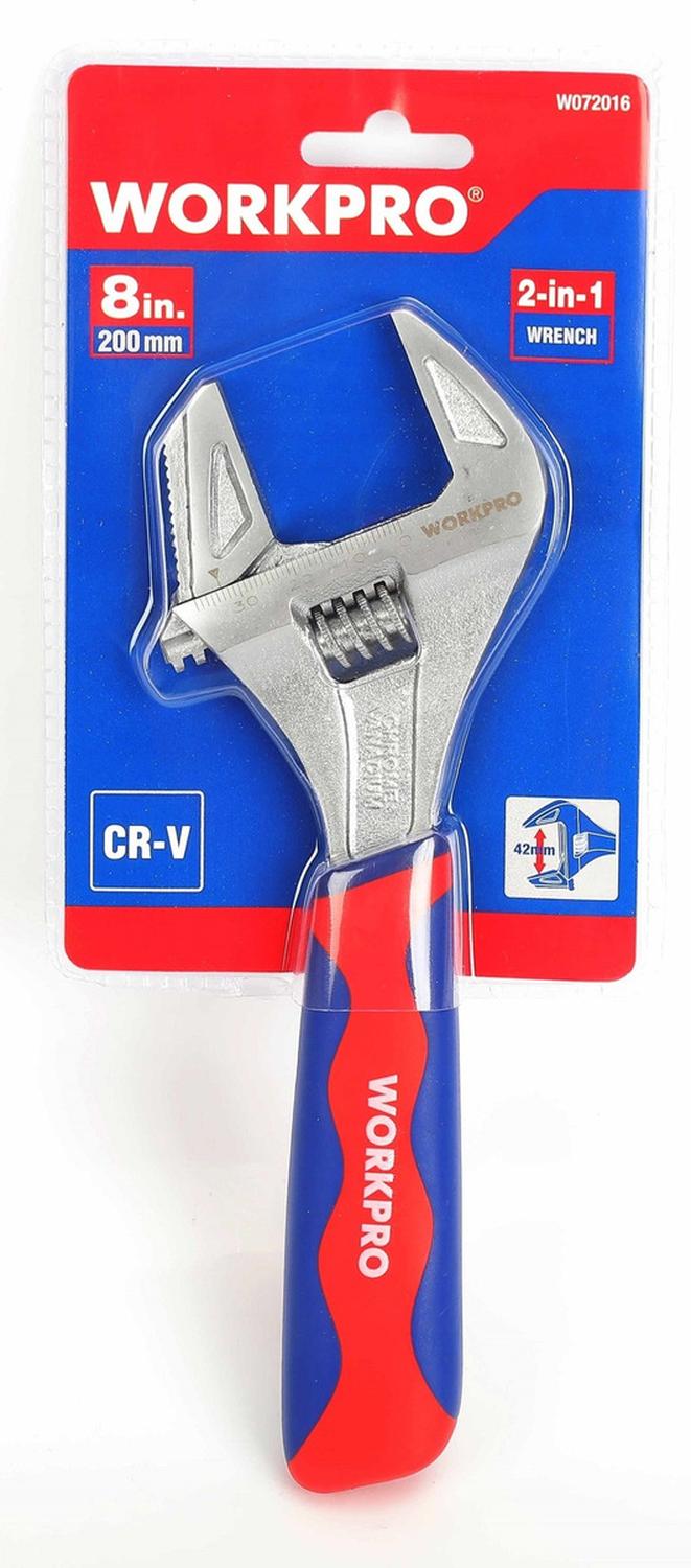 Llave Extra Ancha 2 En 1 Ajustable 200mm Workpro — foto 2