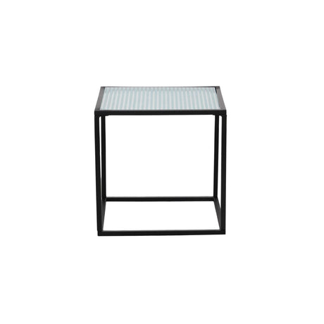 Mesa Metal Negro Vidrio 35x35cm fondo blanco packshot - DAY Francia