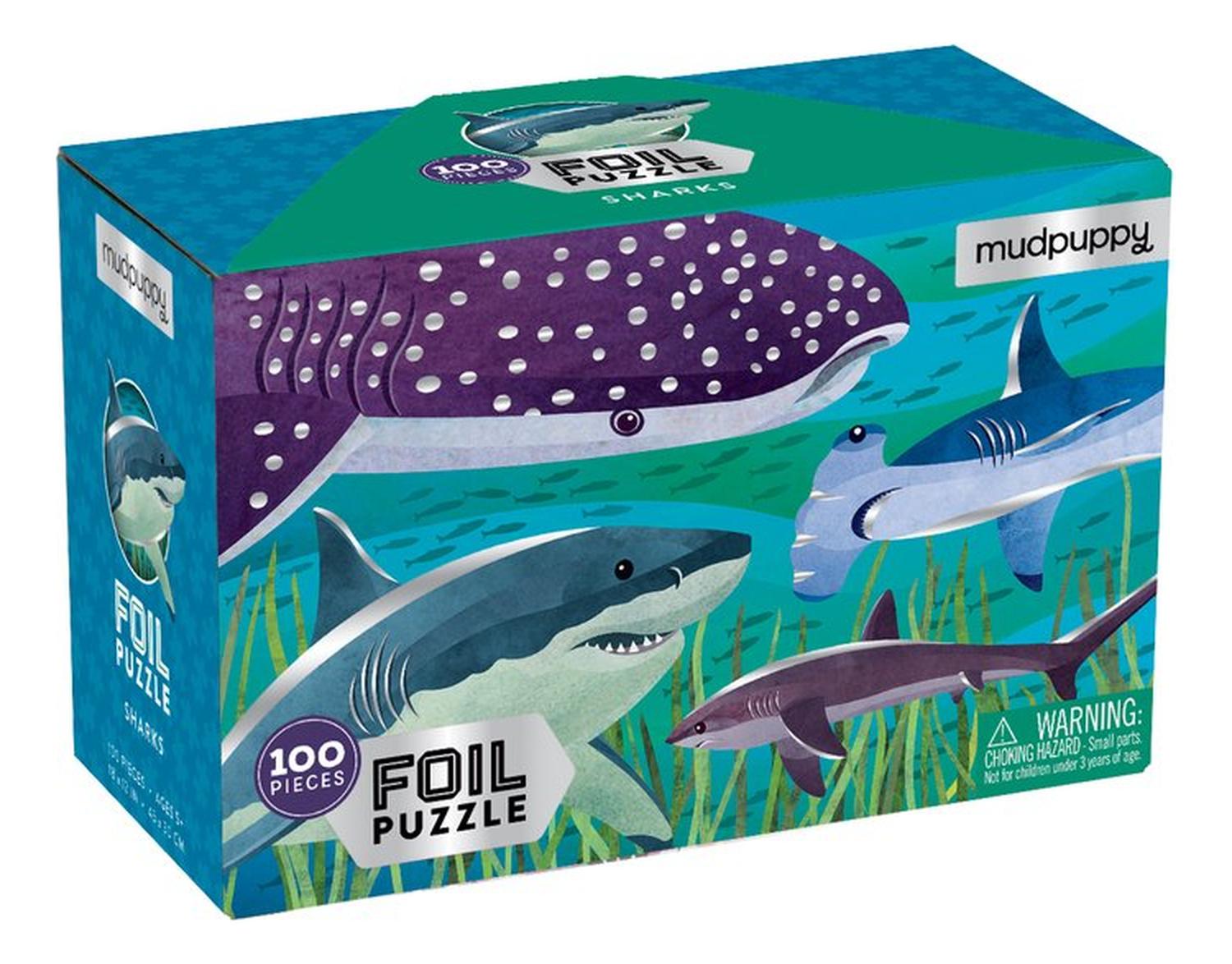 Puzzle 100Pcs Con Aluminio Tiburones Mudpuppy — foto 3