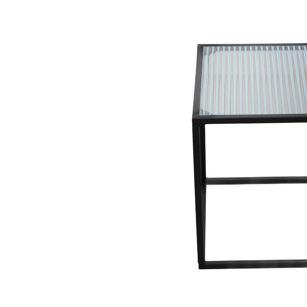 Mesa Metal Negro Vidrio 35x35cm detalle acabado - DAY Francia