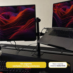 LEVO Soporte Brazo Doble Monitor Notebook — caja, tornillería y accesorios
