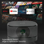 LEVO Proyector Lumix — vista posterior con puertos HDMI, USB y conectividad