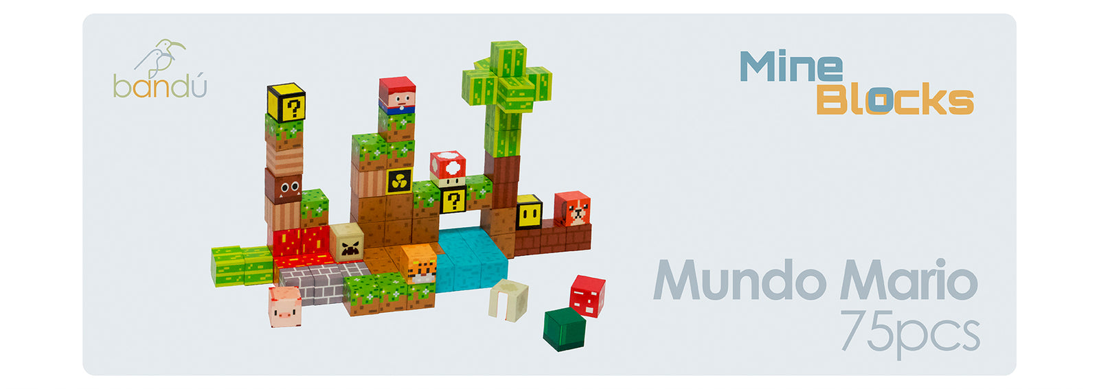 ⁠Juego Bloques Magnéticos 75pcs MineBlocks Mundo Bandú
