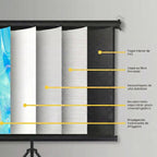 LEVO Telón negro 60 pulgadas — infografía dimensiones 120 x 90 cm