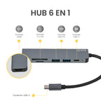 Hub USB-C Adaptador Multipuerto 6 en 1 Macbook Windows LEVO — foto 3