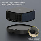 LEVO Proyector Lumix — infografía: 3000lm batería y 9000lm con adaptador, WiFi 6
