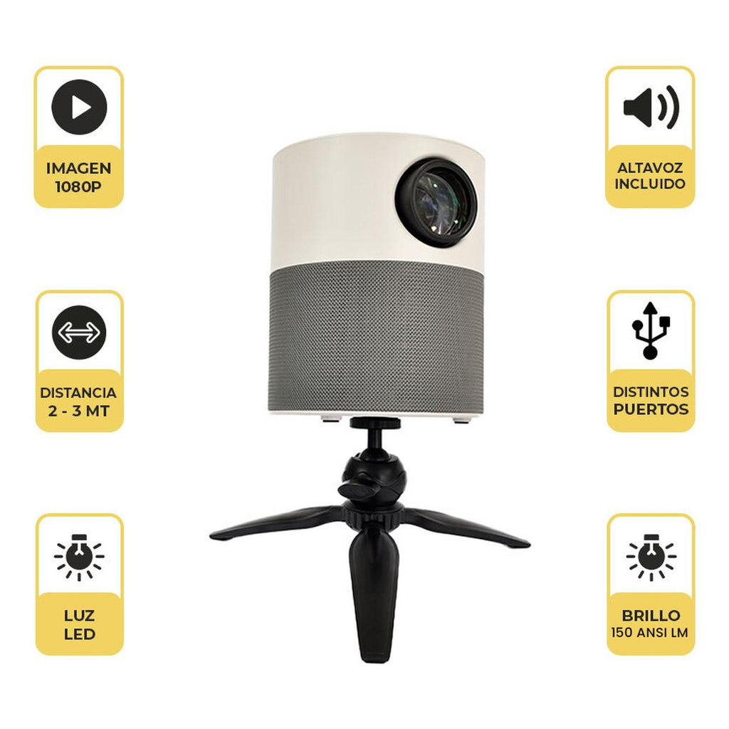 Proyector LED Portátil 360° Full HD Home Cinema LEVO (Open Box)
