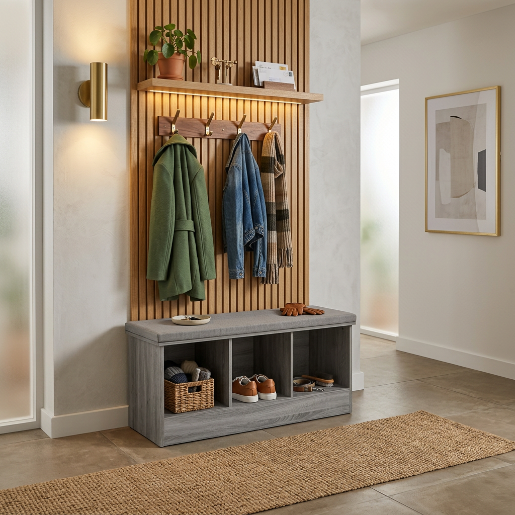 Banca Madera Mix Gris 105x50cm en living moderno - 5Five Francia