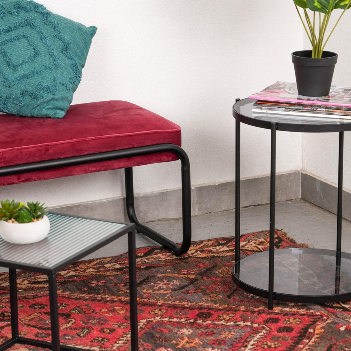 Mesa Metal Negro Vidrio 35x35cm vista 6 - DAY Francia