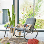 Mesa Terraza Redonda Metal Grafito 70x40cm detalle acabado - Atmosphera Francia