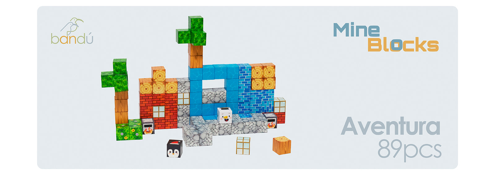 Juego Bloques Magnéticos 89pcs MineBlocks Aventura Bandú