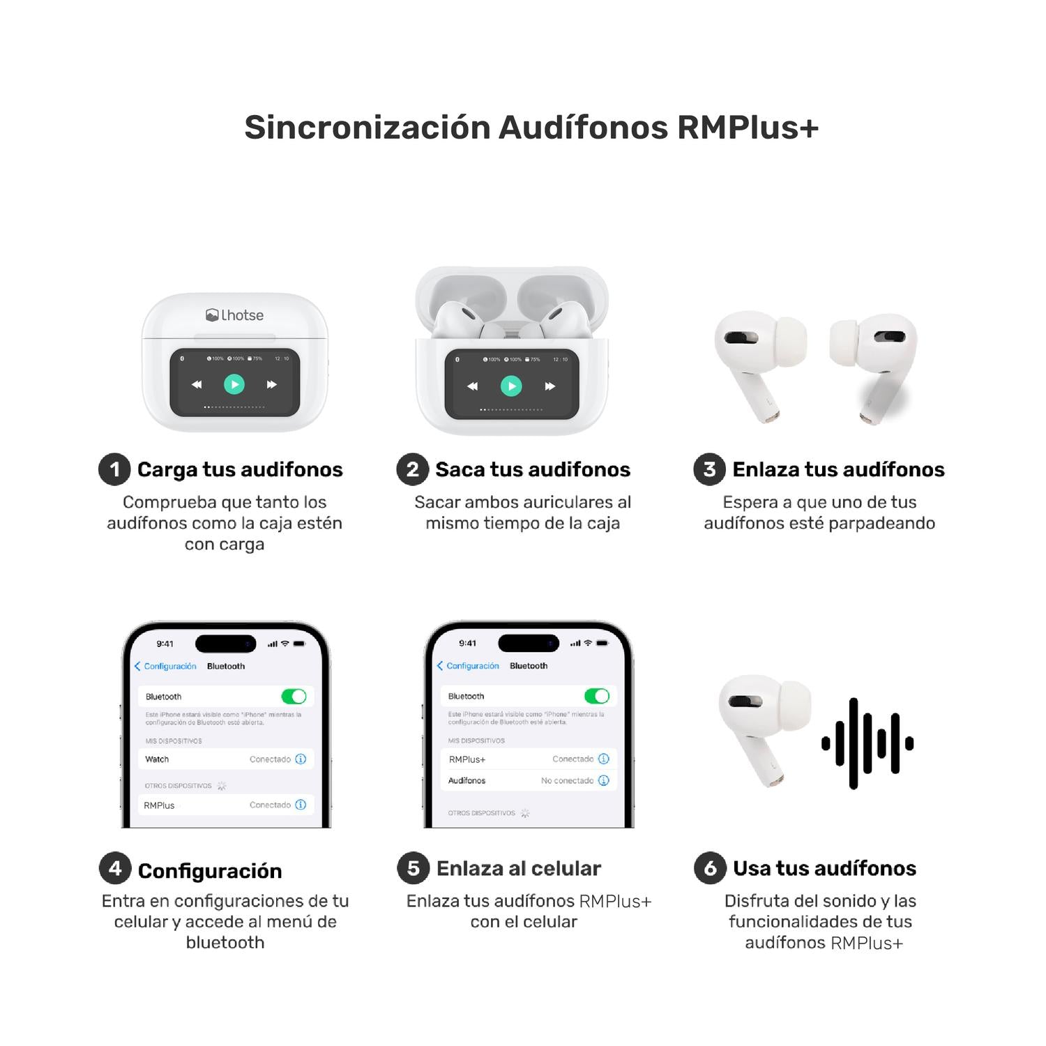 Audífonos Bluetooth TWS Pantalla Touch ANC RMPLUS+ Lhotse