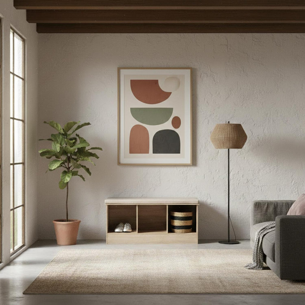 Banca Madera Mix 5Five en sala de estar estilo boho — lifestyle CGI — 5Five Francia