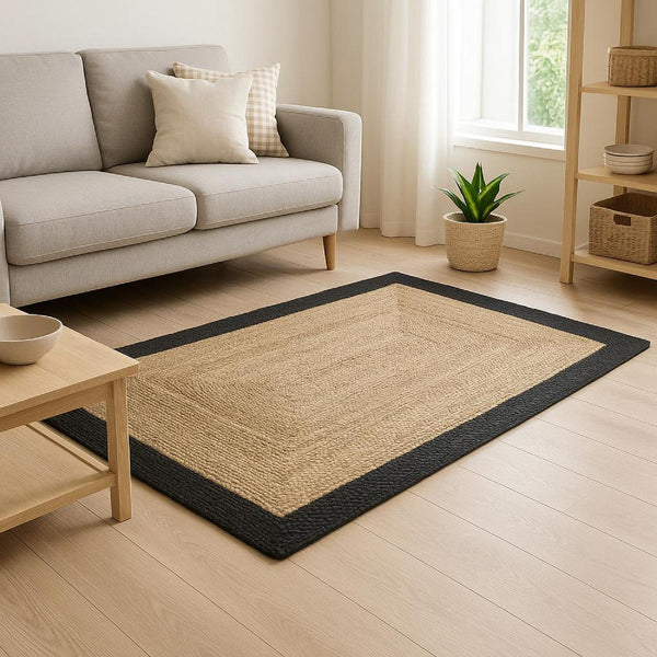 Alfombra de Yute con Borde Negro 120x170 cm Atmosphera