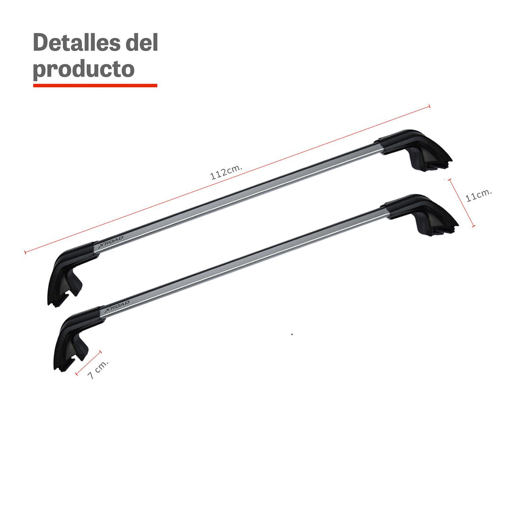 XRoad Barras R13 — perfil aerodinámico de aluminio, corte transversal detalle