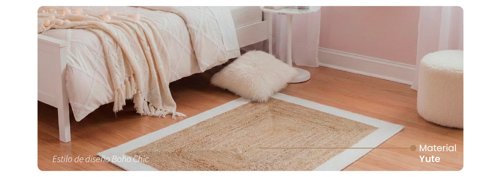 Alfombra de Yute Rectangular Borde Blanco 170x120 cm Atmosphera