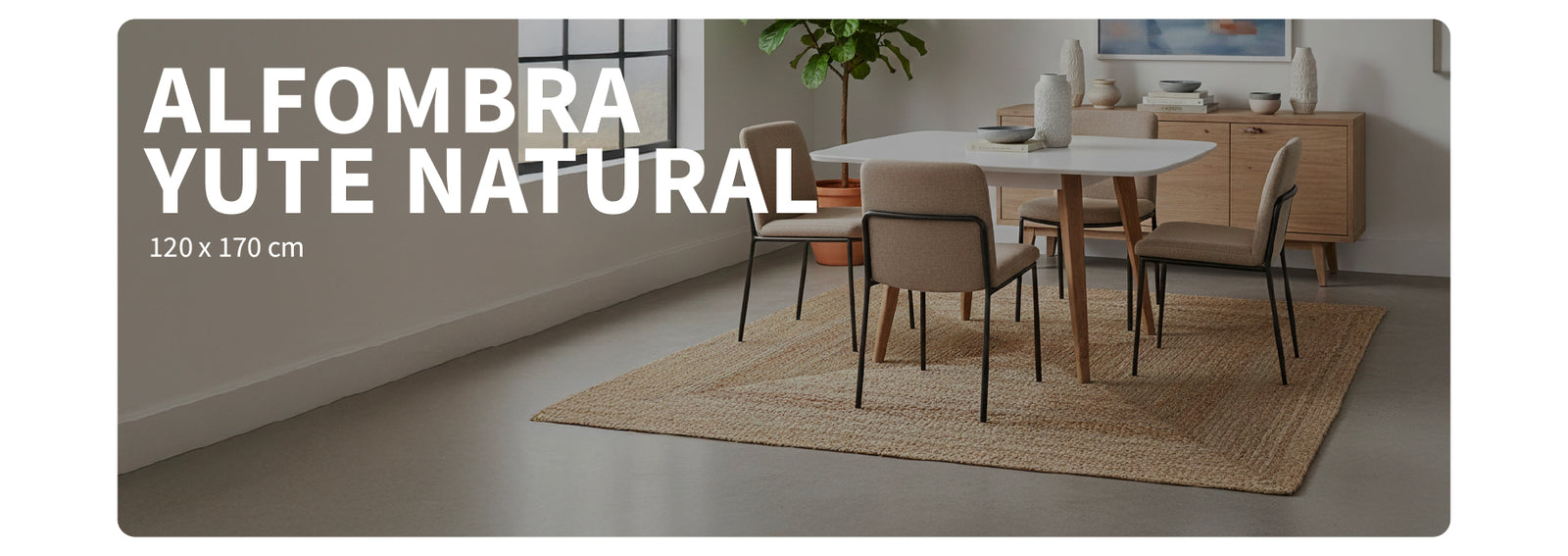 Alfombra de Yute Natural Decorativa 120x170 cm Atmosphera