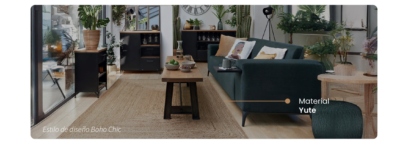 Alfombra de Yute Natural Decorativa 120x170 cm Atmosphera