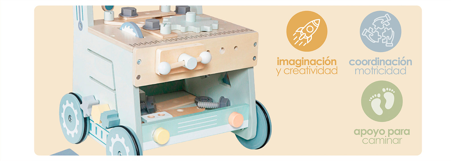 Andador Correpasillos Bebe Juego Construccion Madera Bandú
