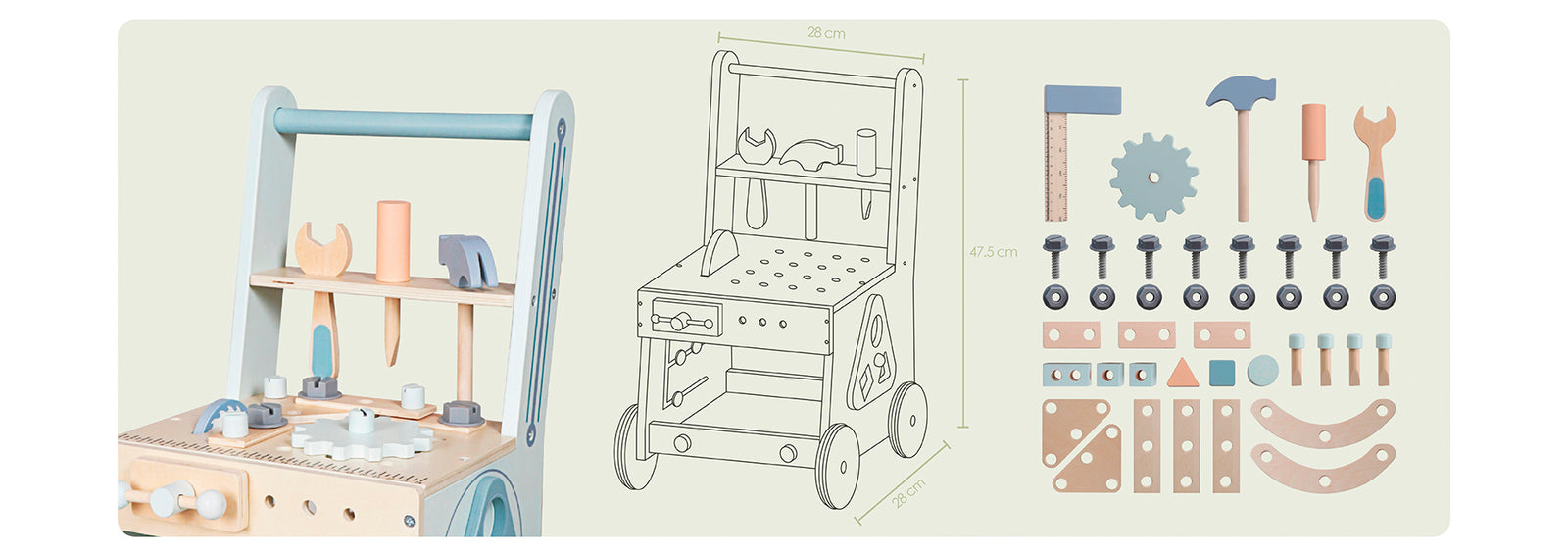 Andador Correpasillos Bebe Juego Construccion Madera Bandú