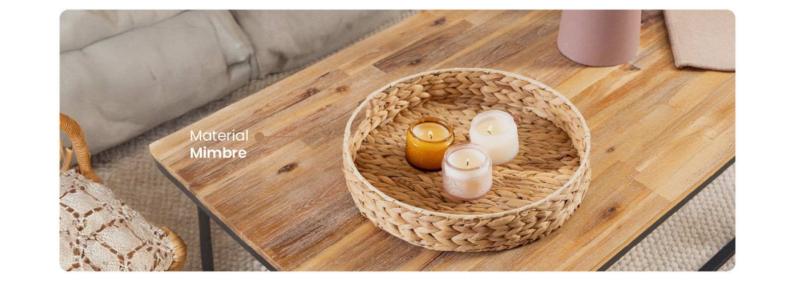 Bandeja Redonda Jacynte de Mimbre para Decoración 5Five