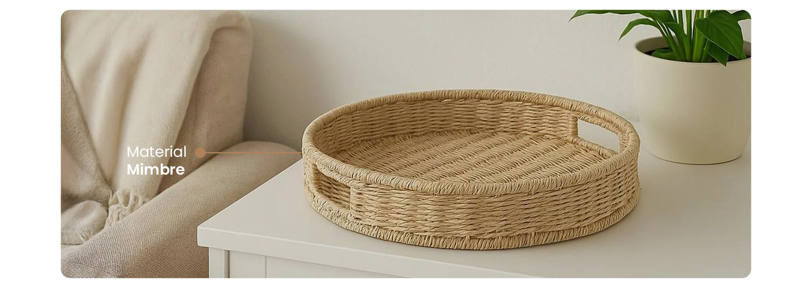 Bandeja Redonda Decorativa de Mimbre 40 cm 5Five